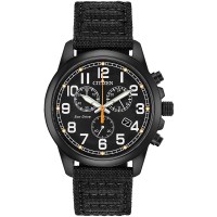 Citizen Eco-Drive Military Black Fabric Strap Watch AT0205-01E