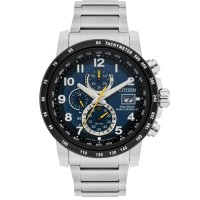 Citizen Mens World Radio Controlled Blue Chronograph Dial Stainless Steel Bracelet Watch AT8124-91L