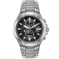Citizen Mens Super Titanium Black Chronograph Dial Bracelet Watch CA0700-86E